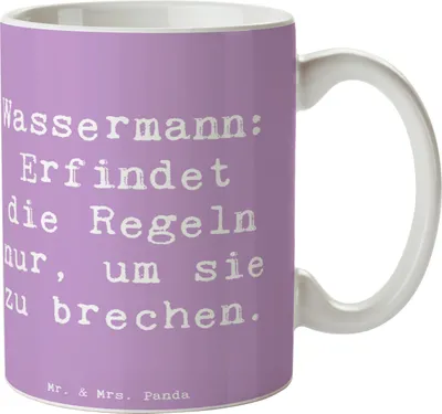 Produktbild von Mr. & Mrs. Panda Tasse Spruch Wassermann Freigeist - Lavendeltraum - Geschenk, Keramiktasse, Kaffeetasse, Geschenke Astrologie, Tierkreiszeichen, Sternzeichen, unabhängig