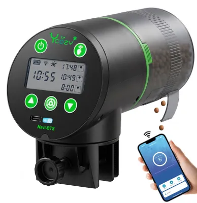 WiFi-Futterautomat für Aquarien, App-Steuerung, 15 Stufen, schwarz