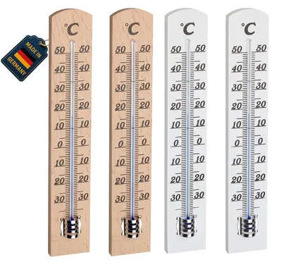 Produktbild von TFA Dostmann Thermometer-Set aus Holz, Buche, 95.1031, zur Innentemperatur Messung Braun (L) 31 x (B) 16 x (H) 180 mm
