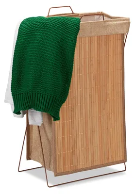 Waschkorb Bambus 40 L faltbar mit Tragegriffen 61x38x22 cm