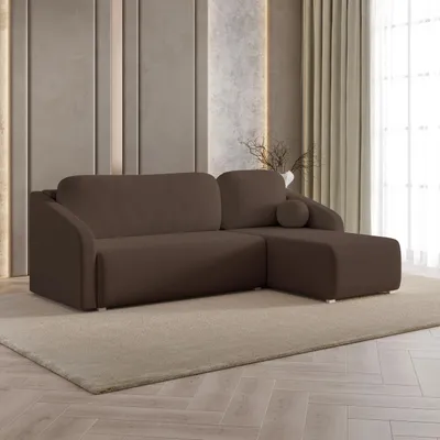 Produktbild von Masseno Ecksofa MARELLO mit Schlaffunktion L-Form, Sofa mit Bettkasten, Wohnzimmersofa, Couch, Soffa, Bettsofa, Couchgarnitur- Braun, QUELLE 25