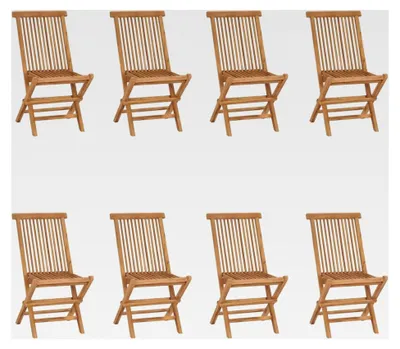 Produktbild von Klappbare Gartenstühle 8 Stück Hochlehner, Campingstühle, Lehnstühle, Wetterfester Stuhl, Massivholz Teak