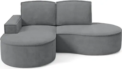 Produktbild von BETTSO FLOW Ecksofa mit abgerundeten Seiten und Kissen in Graphit, Stoff Curio Links