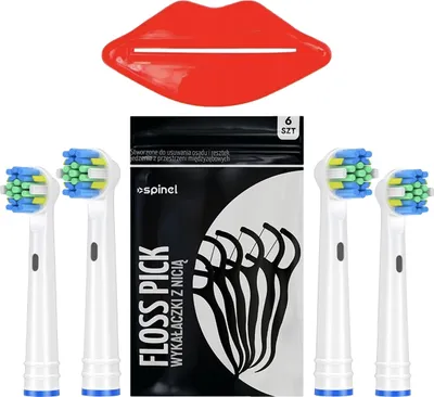 Zdjęcie produktu dla Spinelowe szczoteczki OralB Floss zestaw 4 z wyciskarką do nici dentystycznych 6x