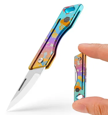 Produktbild von Klappmesser Mini EDC Titan TC4 Griff 7cr17Mov Stahl Klinge Schlüsselloch Tintenspritz
