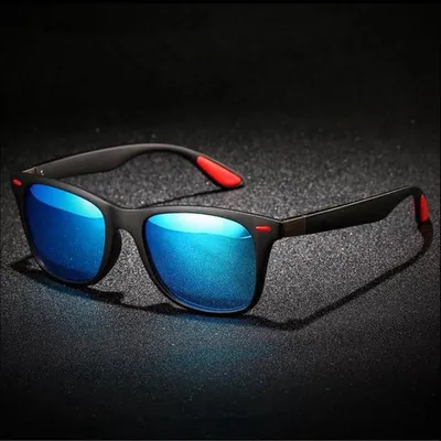 Immagine prodotto di Occhiali da sole unisex Jumadas Festival – polarizzati – lenti blu a specchio con dettagli nero-rossi – protezione UV