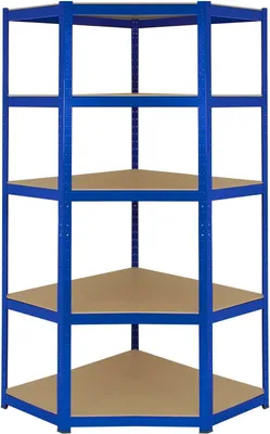 Produktbild von Monster Racking T-Rax Eckregal Kellerregal Lagerregal Garagenregal Stahlregal Industrieregal Werkstattregal Steckregal Regal Schwerlastregal 90cm x 45cm x 183cm Blau Schraubenlos
