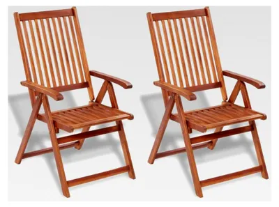 Produktbild von Gartenstuhl 2 Stück Klappstuhl Akazienholz Gartensessel Holzstuhl 57x69x111cm Gartenmöbel mit 5 Positionen