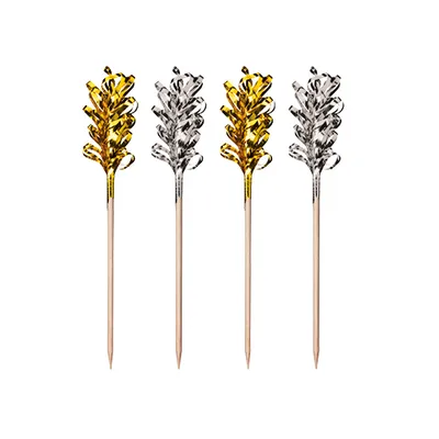 Produktbild von PAPSTAR Deko-Picker "Frills" gold/silber, 10,5 cm, festlich dekorativ | Beutel (30 Stück)