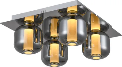 Produktbild von Rafa LED Deckenleuchte 4flg chrom/rauchglas