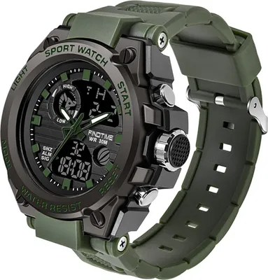 Produktbild von findtime Herren Sport Uhren Militär Outdoor Große Armbanduhr Digital Analog Zwei Zeitzonen LED Kalender Männer Jungen