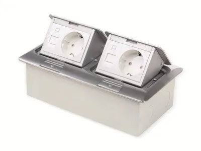 Produktbild von Boden-Einbausteckdose LEDmaxx, 2x Steckdose, 2x RJ45, Alu, eckig