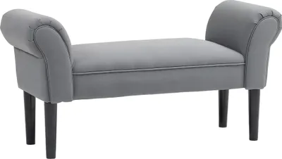 Immagine prodotto di HOMCOM Panca per camera da letto Panca da ingresso Panca imbottita MDF Schiuma Grigio-bianco