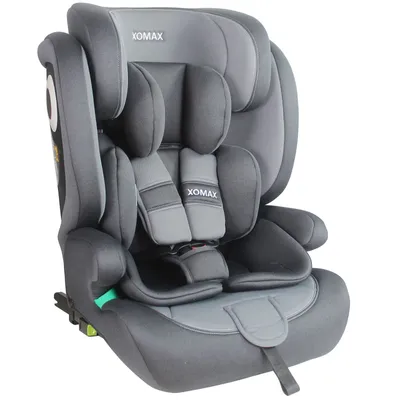 Produktbild von XOMAX Kindersitz ISOFIX Gruppe 1/2/3 (9-36 kg) | i-Size ECE R129 | Höhenverstellbar | Mitwachsend | 5-Punkt-Gurt | Abnehmbarer & Waschbarer Bezug |,Farbe:Anthrazit/Grau