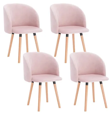 Obrázek produktu pro Jídelní židle - Sada 4 kusů - Židle - Dřevěné židle - Ergonomický design - Masivní dřevěná konstrukce - Růžová barva