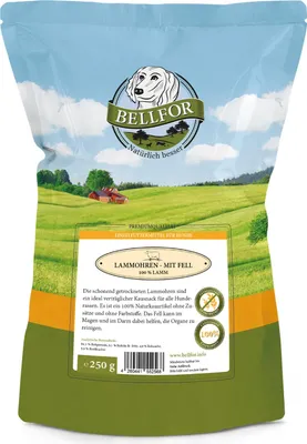 Zdjęcie produktu dla Bellfor zdrowa przekąska dla psa - Uszy jagnięce z sierścią - 250 g