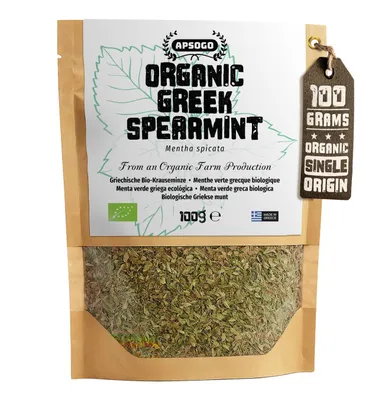 Produktbild von Apsogo Krauseminze - Getrocknete  Krauseminze aus Griechenland -  & erfrischender Geschmack, als Gewürz oder Minztee (100g)