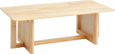 Imagen del producto de Mesa de centro rectangular de ratán, con una sola estantería, ideal para el salón