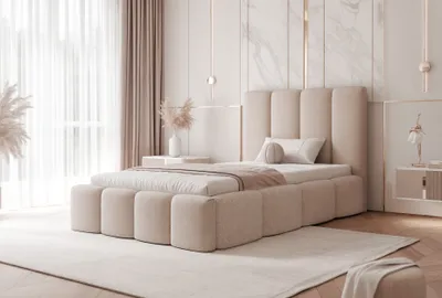 Produktbild von FURMEB24 Polsterbett MARO - 120 x 200 cm - BEIGE melody - mit bettkasten und schlaffunktion