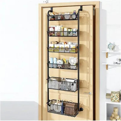 Productafbeelding van Hangende Opbergkast Organizer - Deur Organizer - Ruimte Maximaliseren - 6 Draadmanden - 43x165x139cm - Zwart
