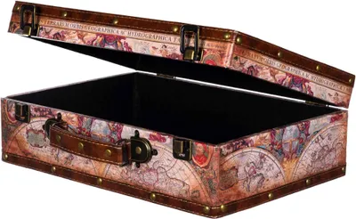 Produktbild von Truhe Kiste KD1288 Kofferoptik Kofferset Holztruhe mit Kunstleder Schatzkiste, Größe:Größe XL (36cm B x 25cm T x 12cm H )