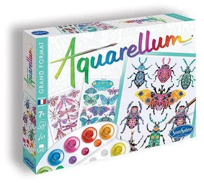 Immagine prodotto di Set per acquerello, SENTOSPHERE Aquarellum Insectarium, 9 colori, 3 fogli, carta goffrata, dai 7 anni in su