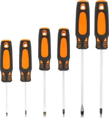 Produktbild von COM-FOUR® 6-teiliger Schraubendreher-Satz - Kompaktes Schraubenzieher Set - Kreuzschraubendreher und Schlitzschraubendreher
