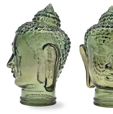Produktbild von DEKOKOPF BUDDHA | Glas, Dekoration für Garten und Wohnung | Farbe: T06 olivgrün