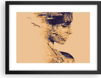 Produktbild von Gerahmtes Poster - Schwarzer Rahmen - Frau Vögel Fotomontage - 40x30 cm - Wand Bild - Wanddeko - Wandbilder - Kunstposter - Wandposter - Bilderrahmen - Bilder - Kunstdruck - Wandbild - P2BAA40x30-4246