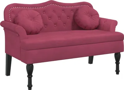 Produktbild von vidaXL Sitzbank mit Kissen Weinrot 120,5x65x75 cm Samt