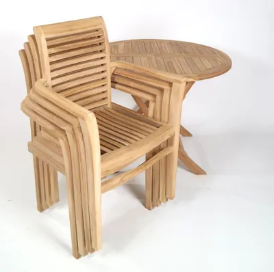 Produktbild von Teak Klapptisch Salerno + 4 Teakstühle Cosenza 120 cm