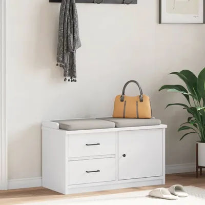 Produktbild von Möbel Flurbank - Sitzbank für Esszimmer - SANDNES Weiß 87x40x50 cm Massivholz Kiefer Top4984832