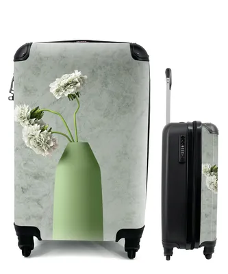 Produktbild von MuchoWow® Koffer Handgepäck Trolley Rollkoffer Kleine Reisekoffer mit 4 Rollen - Blumen - Weiß - Stilleben - Cabin Size < 55x40x23 cm & 55x40x20 cm - Fotokoffer - Kabinenkoffer - Boardgepäck - Reise-Box - Reisekoffer - Reisegepäck - Koffer mit Bild - Trolley für Kinder