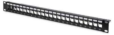 Patch Panel 24 Ports geschirmt 1U Schwarz für Keystone Module