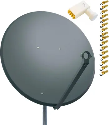 Produktbild von PremiumX SAT Anlage 100cm Antenne Stahl Anthrazit Octo LNB 16x F-Stecker