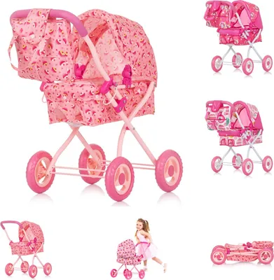 Produktbild von Kočík pre bábiku Chipolino Emily bag, nastaviteľná slnečná strieška, skladací ružový