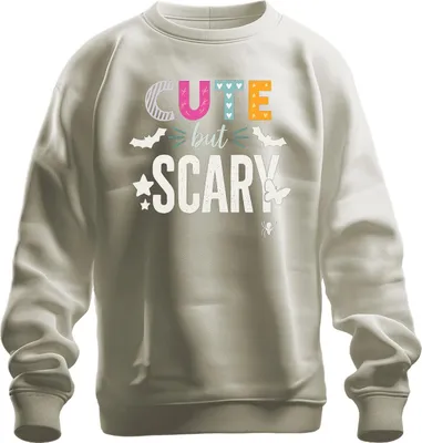 Produktbild von Cute but Scary Halloween Süß gruselig Mädchen Fledermaus Spinne Uni Sweatshirt Pullover, Natur, XL