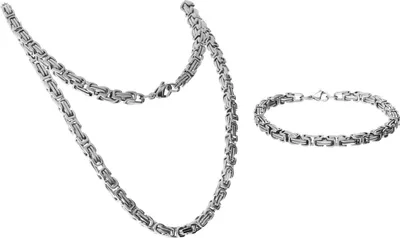 Produktbild von Halskette SET Chirurgenstahl Königskette + Königsarmband Silber Stärke: 5mm