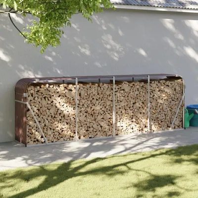 Produktbild von "2026 Promotion" Kaminholzunterstand Braun 300x45x100 cm Verzinkter Stahl - Kaminholzregale CC22212