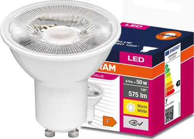 Zdjęcie produktu dla Żarówka LED PAR16 Reflektor GU10 6.9W = 50W 575lm 3000K Ciepła 120° VALUE Osram