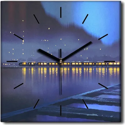 Produktbild von Coloray Uhr auf Leinwand 30x30 cm Wand Uhr Dekoration Wohnzimmer Segeltuch schwarze Hände -Nachtzuglicht