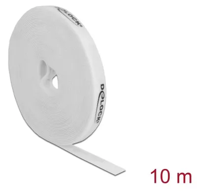 Productafbeelding van DELOCK Klittenbandrol, diameter 10 m x breedte 15 mm, wit, Zelfklevend, Wit, 10 m, 15 mm