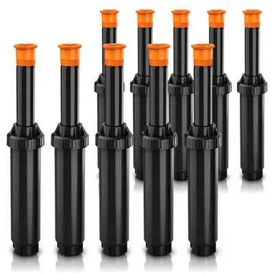 Produktbild von Brandson Versenkregner, Sprühregner, 10er Set, Rasensprinkler versenkbar, Gartensprinkler, bis 25 m², 10 cm lang, Rasensprenger, Gartenbewässerung, einstellbarer Sprühkopf