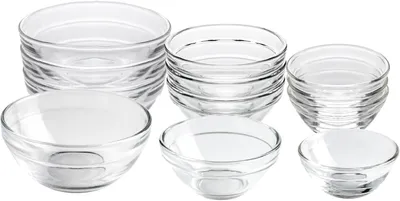 Produktbild von Glasschälchen-Set - 12-teilig in 3 Größen (44/74/104 ml) - für Soßen, Dips, Gewürze und Toppings - stapelbar, spülmaschinenfest und mikrowellengeeignet