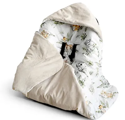 Produktbild von Einschlagdecke Decke für Kindersitz | Safari und sand beige velvet