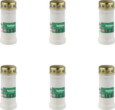 Image de Bolsius - Bougies commémoratives - Avec couvercle - Blanc - 70 heures de combustion - Pack avantage - 6 pièces