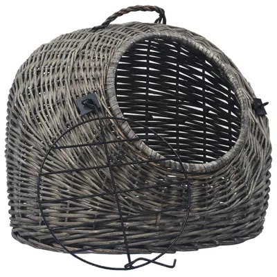 Obrázek produktu pro Přepravka pro kočku šedá 60 x 45 x 45 cm přírodní vrba