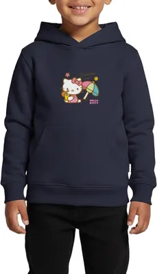 Produktbild von Spreadshirt Hello Kitty Am Strand Summer Sun Kinder Premium Hoodie, 158/164 (12 Jahre), Navy