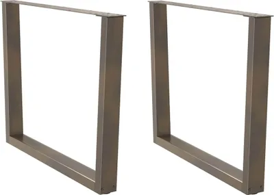 Image de Pieds de table à manger en forme de V, 2 pièces, acier naturel, 100 x (72-73,3) cm