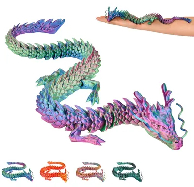 Produktbild von Chinesischer Drache 3D XL – Dekofigur 50 cm | Fantasy Sammlerfigur für Regal & Vitrine | 14+ – Blau-Grün-Violett